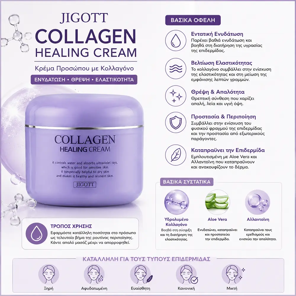 healing_cream copy Κρέμα Προσώπου με Κολλαγόνο- JIGOTT Collagen Healing Cream 100ml - Image 1