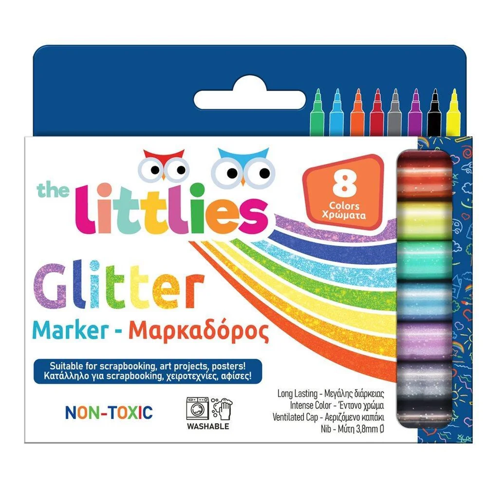 Μαρκαδόροι Ζωγραφικής Glitter 8 Χρώματα The Littlies 1 μαρκαδόροι ζωγραφικής glitter