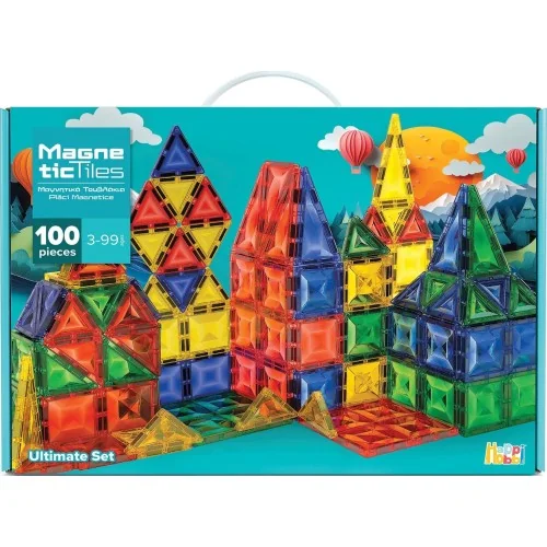 HappiHobbi Μαγνητικά Τουβλάκια Ultimate Set 100τμχ 1 μαγνητικά τουβλάκια happihobbi